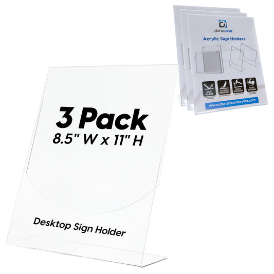 8.5"x11" Desktop Paper Sign Holder - Extra Thick and Durable Display Sign Holders - 3 Pack, Portrait
