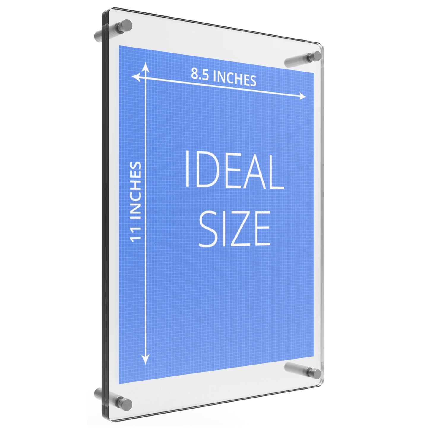 Floating Wall Mount Display Frame for Letter Size Documents